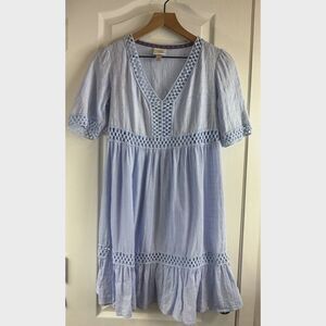 Knox Rose Women's Boho Short Sleeve Dress Embroidered Light Blue Size XS